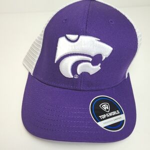 KANSAS STATE UNIVERSITY KSU WILDCATS PURPLE WHITE MESH MENS ATHLETIC HAT NWT